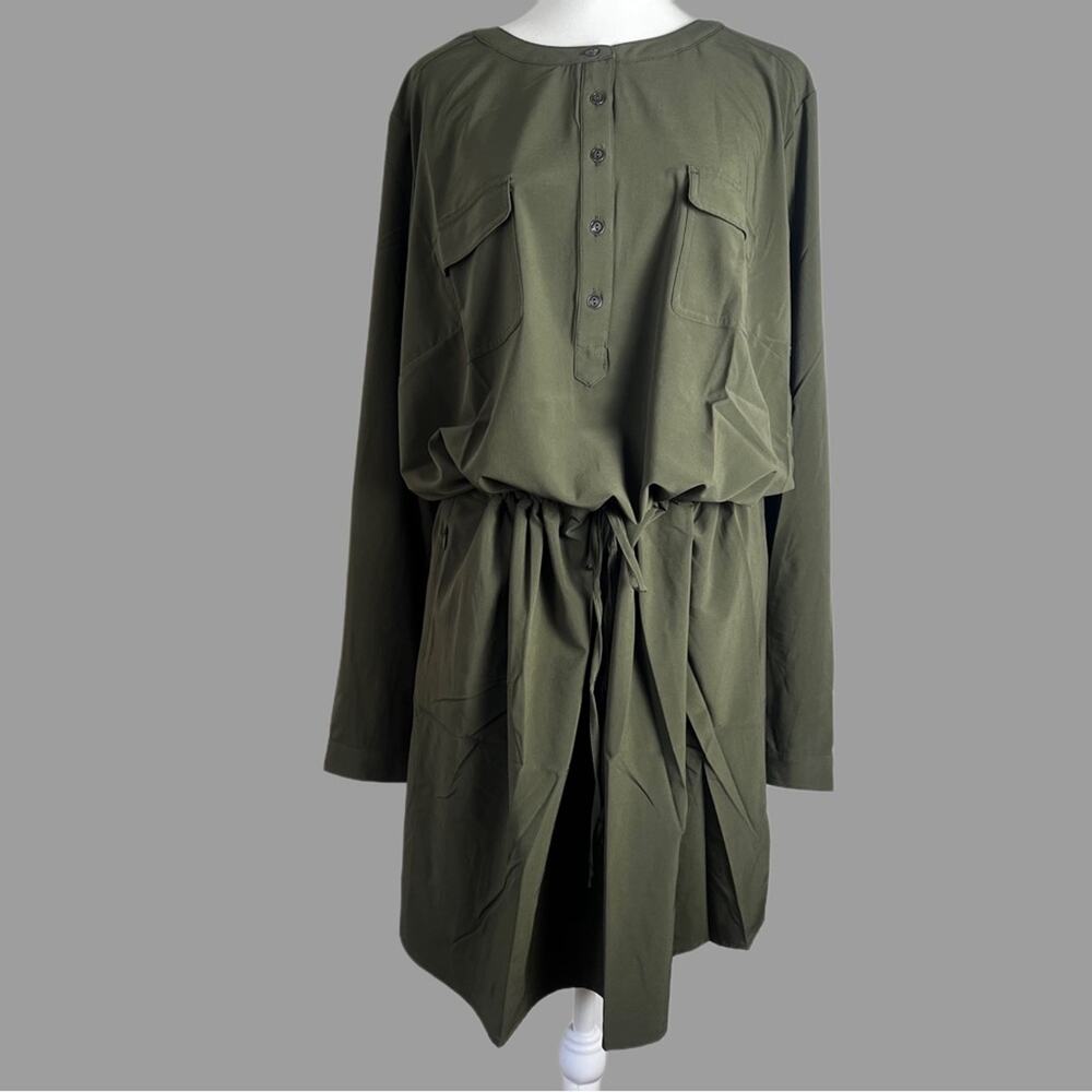 ORVIS Women’s Pack & Go XL Olive Green Pocket Drawstring Midi Travel Dress